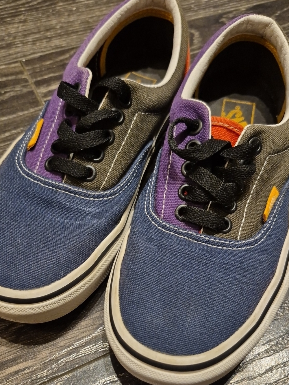 Vans Multicolor Canvas Low-Top Sneakers — Blue, Gray, Purple, Orange